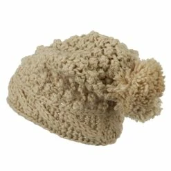 Jeanne Simmons Women's Knit Pom Deep Beanie -Adams Shop pm001bd beige 2