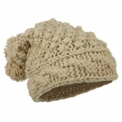 Jeanne Simmons Women's Knit Pom Deep Beanie -Adams Shop pm001bd beige 4
