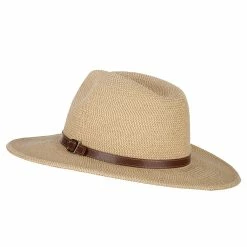 Jeanne Simmons UPF 50+ Men's Paper Braid Large Brim Fedora Hat -Adams Shop pm002sf tan tweed 2