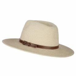 Jeanne Simmons UPF 50+ Men's Paper Braid Large Brim Fedora Hat -Adams Shop pm003sf white tweed 2