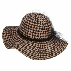 Something Special Houndstooth Wool Felt Hat With Net -Adams Shop pn001fp camel 2