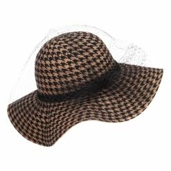 Something Special Houndstooth Wool Felt Hat With Net -Adams Shop pn001fp camel 3