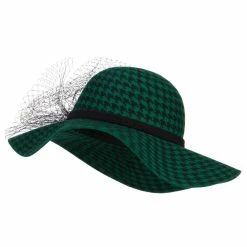 Something Special Houndstooth Wool Felt Hat With Net -Adams Shop pn002fp green 1