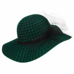 Something Special Houndstooth Wool Felt Hat With Net -Adams Shop pn002fp green 3