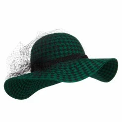 Something Special Houndstooth Wool Felt Hat With Net -Adams Shop pn002fp green 4