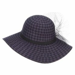 Something Special Houndstooth Wool Felt Hat With Net -Adams Shop pn003fp purple 2
