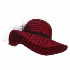 Something Special Houndstooth Wool Felt Hat With Net -Adams Shop pn004fp red 1
