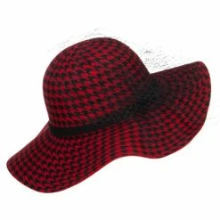 Something Special Houndstooth Wool Felt Hat With Net -Adams Shop pn004fp red 3