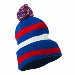 Artex Pom Pom Cuff Stripe Long Beanie -Adams Shop pp001bf royal 4
