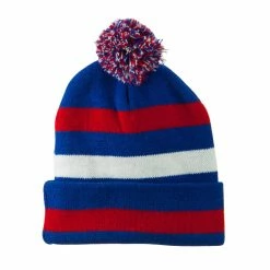 Artex Pom Pom Cuff Stripe Long Beanie -Adams Shop pp001bf royal 5