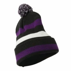 Artex Pom Pom Cuff Stripe Long Beanie -Adams Shop pp004bf black 4