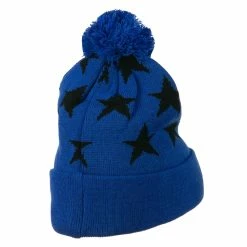 Hatiya Pom Pom Stars Long Cuff Beanie -Adams Shop ps001bf blue 3