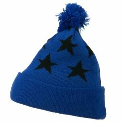Hatiya Pom Pom Stars Long Cuff Beanie -Adams Shop ps001bf blue 5