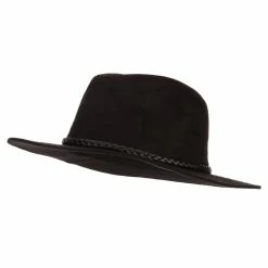 Something Special Panama Suede Hat With Braid Trim And Silver Beads