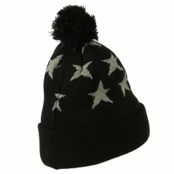 Hatiya Pom Pom Stars Long Cuff Beanie -Adams Shop ps003bf black 3