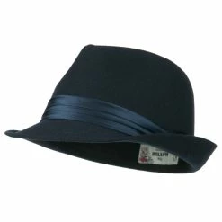Hatiya Fedora With Pleated Satin Band -Adams Shop ps006cf navy 1