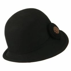 Jeanne Simmons Women's Petal Flower Felt Cloche -Adams Shop pt001cl black 2