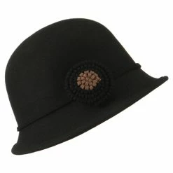 Jeanne Simmons Women's Petal Flower Felt Cloche -Adams Shop pt001cl black 5