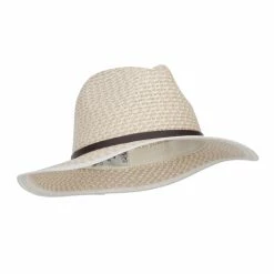 Hatiya Patterned Panama Hat With Buckle Band -Adams Shop pt001pe beige 4