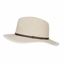Hatiya Patterned Panama Hat With Buckle Band -Adams Shop pt001pe beige 5