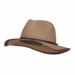 Hatiya Patterned Panama Hat With Buckle Band -Adams Shop pt002pe brown 1