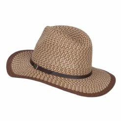 Hatiya Patterned Panama Hat With Buckle Band -Adams Shop pt002pe brown 2