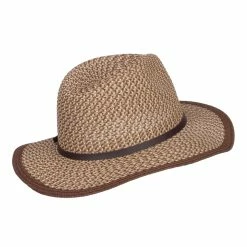 Hatiya Patterned Panama Hat With Buckle Band -Adams Shop pt002pe brown 3