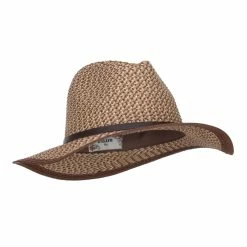 Hatiya Patterned Panama Hat With Buckle Band -Adams Shop pt002pe brown 4