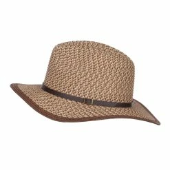 Hatiya Patterned Panama Hat With Buckle Band -Adams Shop pt002pe brown 5