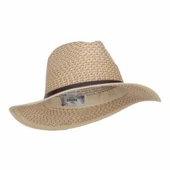 Hatiya Patterned Panama Hat With Buckle Band -Adams Shop pt003pe tan 4