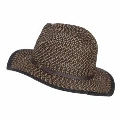 Hatiya Patterned Panama Hat With Buckle Band -Adams Shop pt004pe black 2
