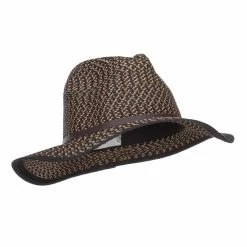 Hatiya Patterned Panama Hat With Buckle Band -Adams Shop pt004pe black 4