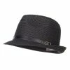 Hatiya PU Buckle Band Paper Fedora -Adams Shop pu001sf black 1 2