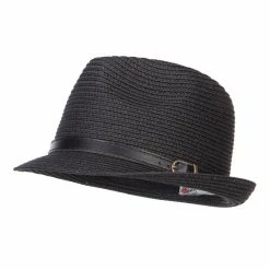 Hatiya PU Buckle Band Paper Fedora