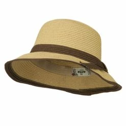 Hatiya Paper Straw Trimmed Bucket Hat -Adams Shop pu003bh tan 1