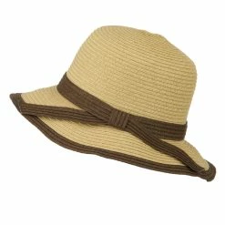 Hatiya Paper Straw Trimmed Bucket Hat -Adams Shop pu003bh tan 5