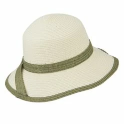 Hatiya Paper Straw Trimmed Bucket Hat -Adams Shop pu005bh ivory olive 3