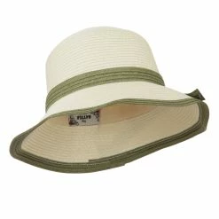 Hatiya Paper Straw Trimmed Bucket Hat -Adams Shop pu005bh ivory olive 4
