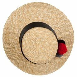 Jeanne Simmons Women's Straw Wide Band With Pom Pom Accented Boater Hat 11 Jeanne Simmons Women's Straw Wide Band With Pom Pom Accented Boater Hat -Adams Shop ra001pp natural 5