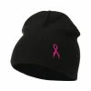 MUR Breast Cancer Ribbon Embroidered Short Beanie -Adams Shop rb001bs black 1