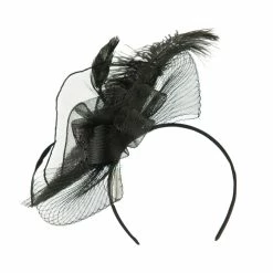 Something Special Feather And Flower Ruffle Fascinator -Adams Shop rf001df black 1
