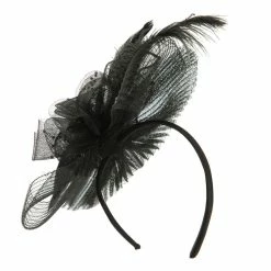 Something Special Feather And Flower Ruffle Fascinator -Adams Shop rf001df black 4