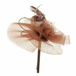 Something Special Feather And Flower Ruffle Fascinator -Adams Shop rf002df brown 3
