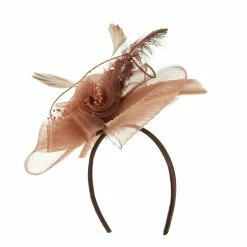 Something Special Feather And Flower Ruffle Fascinator -Adams Shop rf002df brown 4