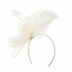 Something Special Feather And Flower Ruffle Fascinator -Adams Shop rf003df cream 4