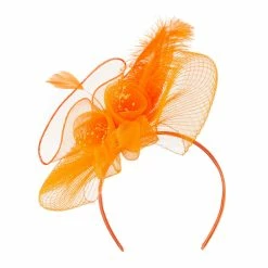 Something Special Feather And Flower Ruffle Fascinator -Adams Shop rf005df orange 1