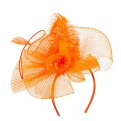 Something Special Feather And Flower Ruffle Fascinator -Adams Shop rf005df orange 2