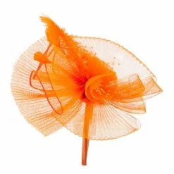 Something Special Feather And Flower Ruffle Fascinator -Adams Shop rf005df orange 3