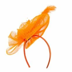 Something Special Feather And Flower Ruffle Fascinator -Adams Shop rf005df orange 4