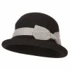 Jeanne Simmons Women's Wool Felt Herringbone Design Ribbon Accented Rolled Up Brim Bucket Hat -Adams Shop rg001bh black 1 2